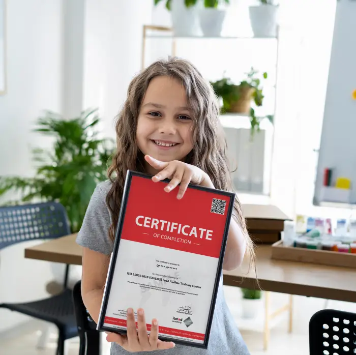 Sample Itmad Academy certificate approved by Exemplar Global