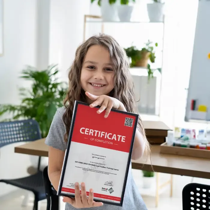 Sample Itmad Academy certificate approved by Exemplar Global